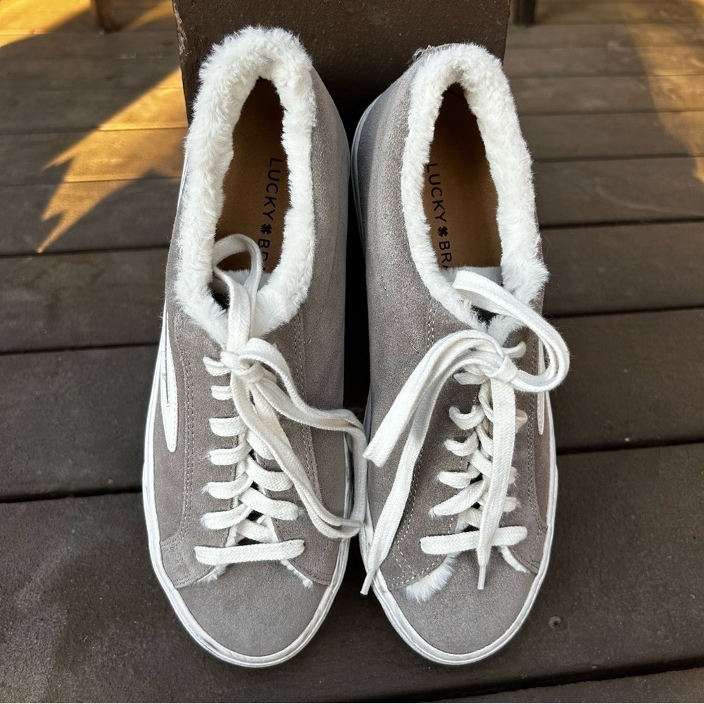 Lucky Brand women’s Dessa Suede & Faux Fur‎ Sneakers
